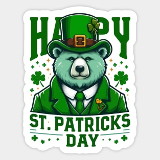 Happy st patricks day funny green bear Sticker